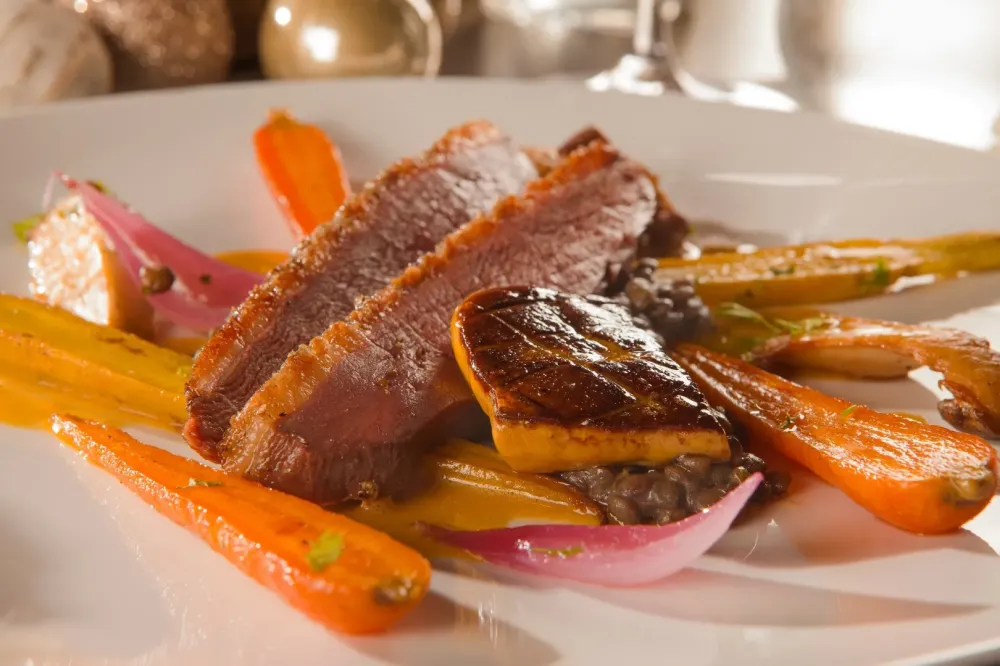 Magret de canard séché et lentilles crémées (4 personnes)