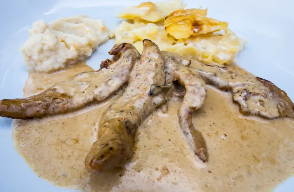 Aiguillettes de canard sauce poivre vert